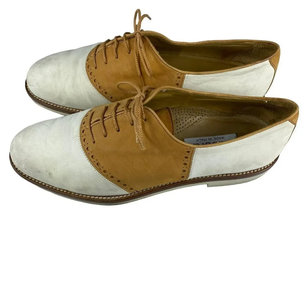 Aldo Bruè Men's Tan White Leather‎ Wingtip Oxford Shoes Size 7
